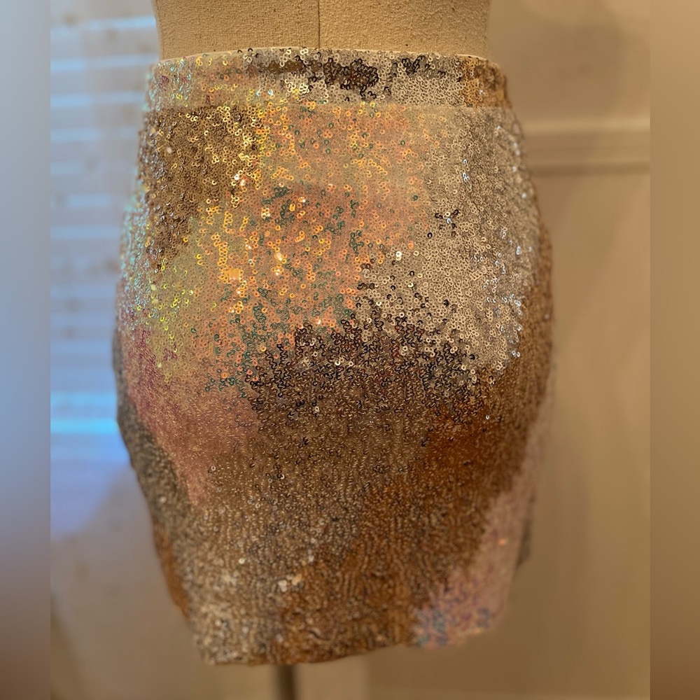12 Tribe Ivory Multi Sequin Mini Skirt - Picture 6 of 13
